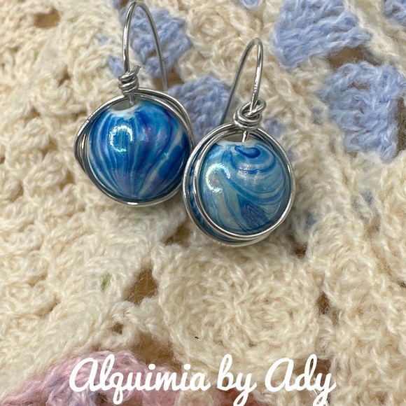 Alquimia Blue and Silver Artistic Earrings - Picture 1 of 1